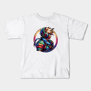 Epic Soundscapes DJ T-Shirt: Anime Warrior with Headphones Shirt Kids T-Shirt